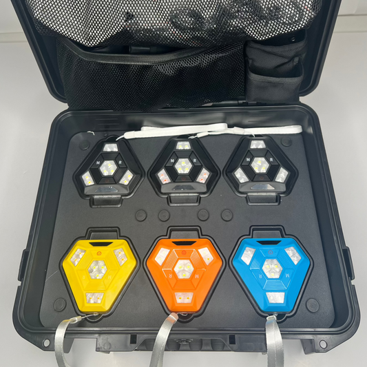HD rechargeable magnetic warning lights in charging case 6PK