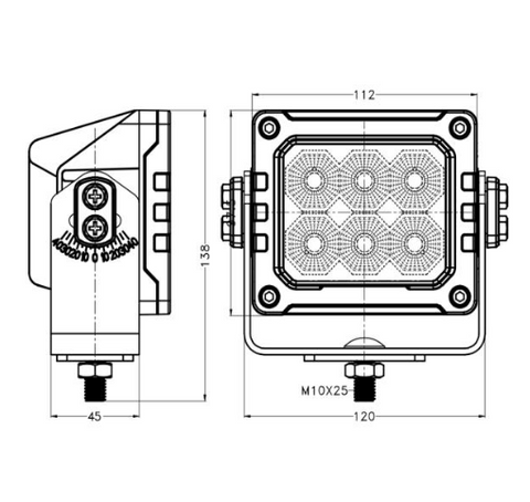 Heavy Duty 60W mining Wide Flood light 5400 lumen 4H''x 4.4W''