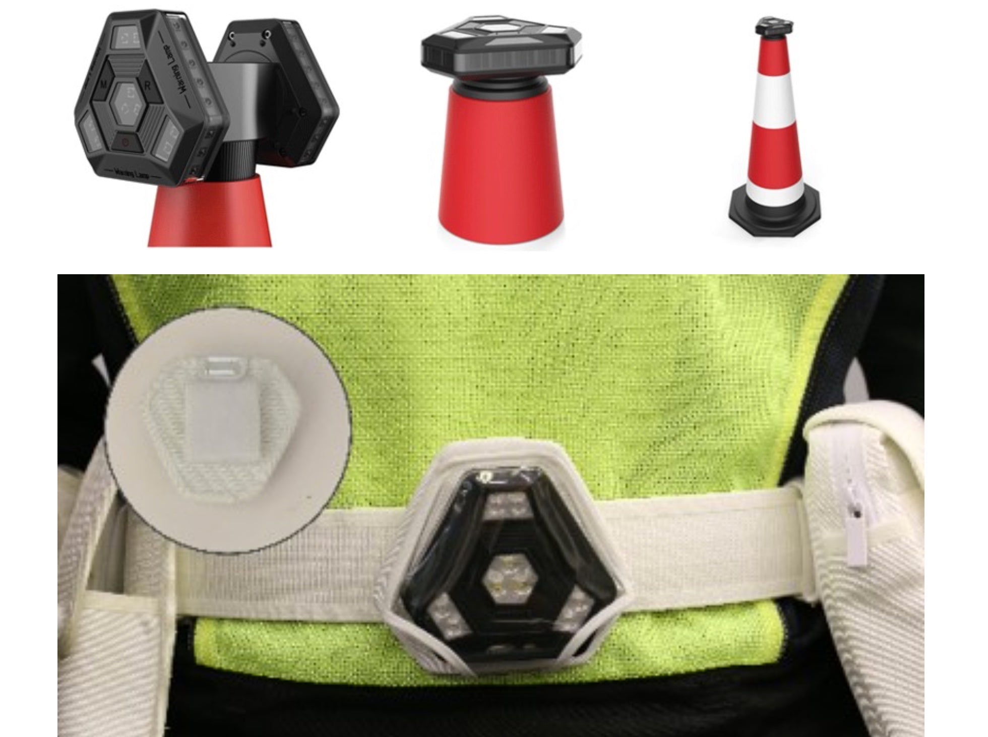 HD rechargeable magnetic warning lights in charging case 6PK