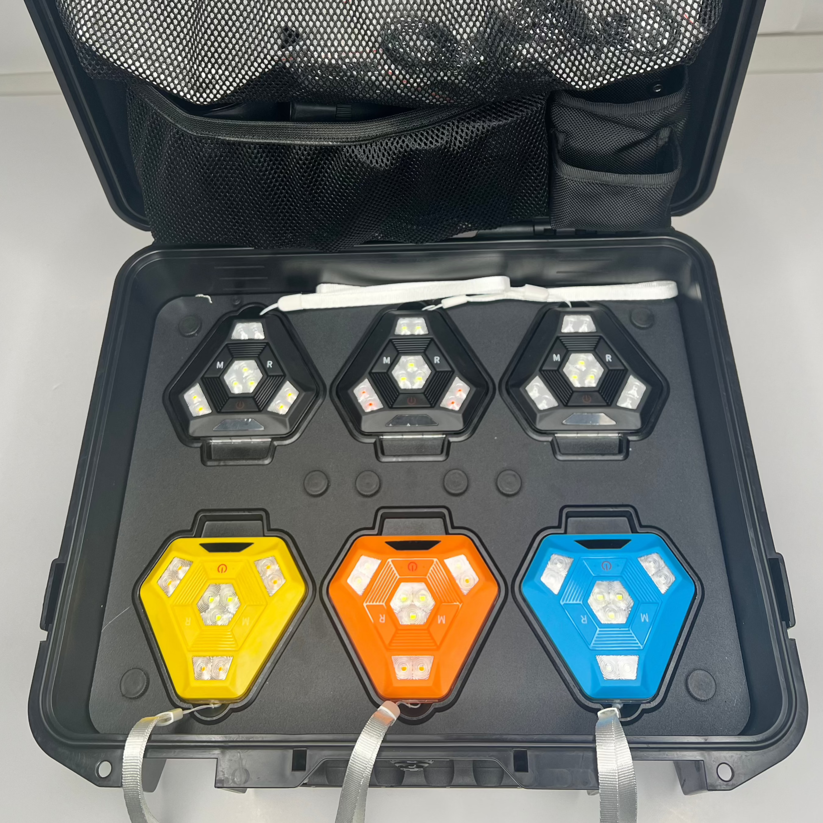 HD rechargeable magnetic warning lights in charging case 6PK